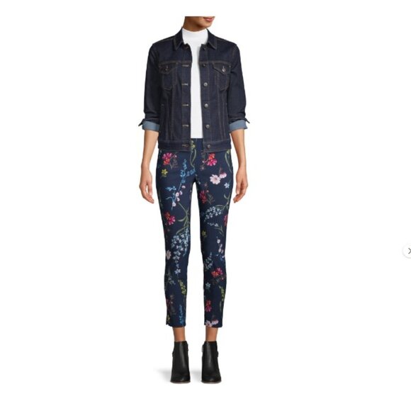 Time and Tru Women's Millennium Skinny Pants,  Navy Floral - Picture 5 of 6